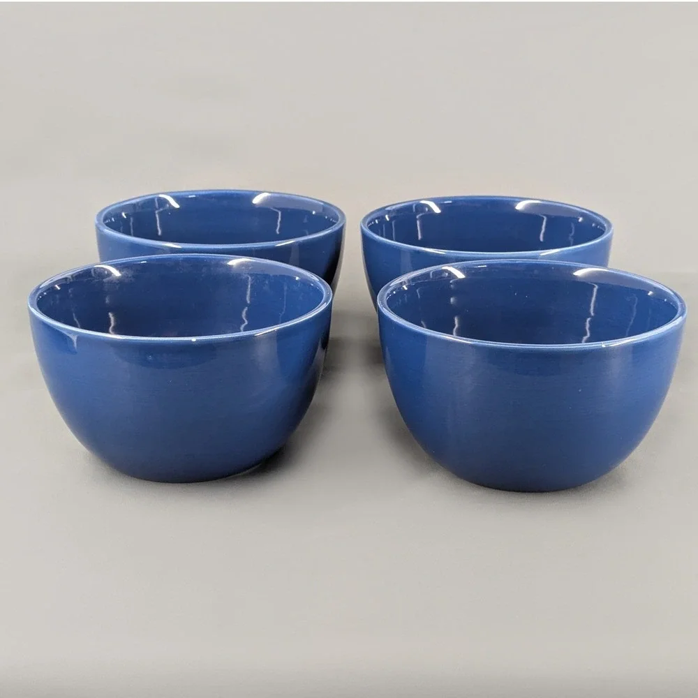 Pier 1 Imports Granada Blue Earthenware Cereal Soup Bowls Set of 4, 6 inches